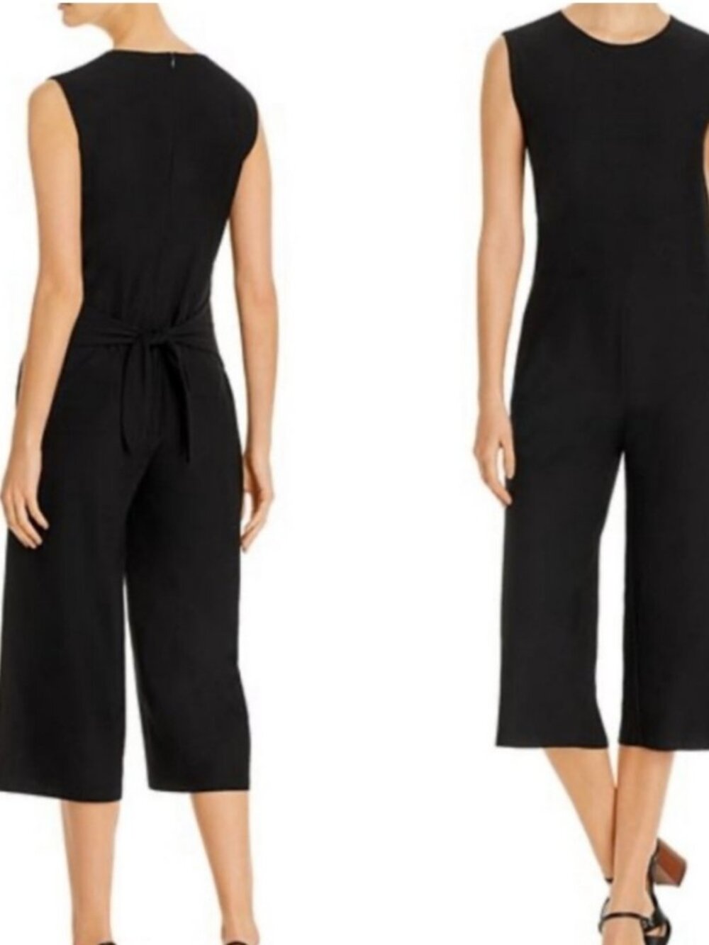 Eileen Fisher Black Sleeveless Wrap Jumpsuit